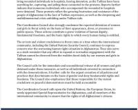 Statement of the Coordination Council of the Diplomatic and Consular Missions of the Islamic Republic of Afghanistan Condemning the Taliban’s Detention of Women and Girls and the Violent Crackdown on Peaceful Demonstrators in Herat, Afghanistan