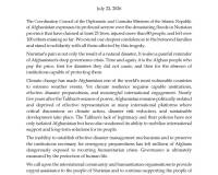 Statement by the Coordination Council of the Diplomatic and Consular Missions of the Islamic Republic of Afghanistan on the Devastating Floods in Nuristan