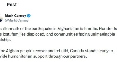 Ambassador Soroosh's message on Canada's response to the devastating earthquake in Eastern Afghanistan