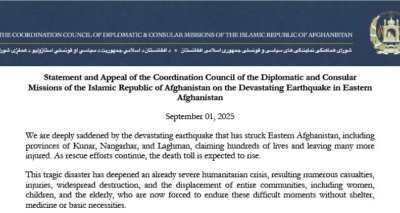 Statement and Appeal of the Coordination Council of the Diplomatic and Consular Missions of the Islamic Republic of Afghanistan on the Devastating Earthquake in Eastern Afghanistan