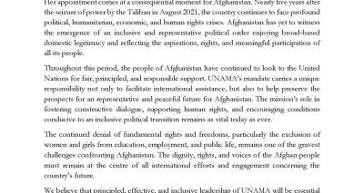 Statement on the Appointment of the United Nations Secretary-General’s Special Representative for Afghanistan and Head of UNAMA