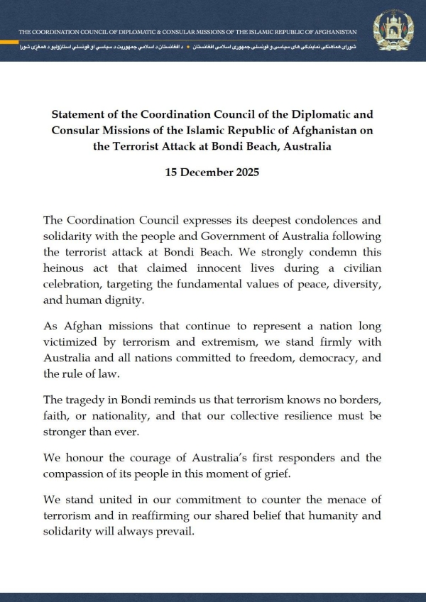 Statement on the Terrorist Attack at Bondi Beach, Australia