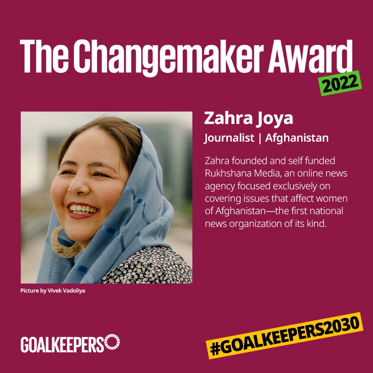 EMBASSY CONGRATULATES ZAHRA JOYA ON THE WELL DESERVED RECOGNITION