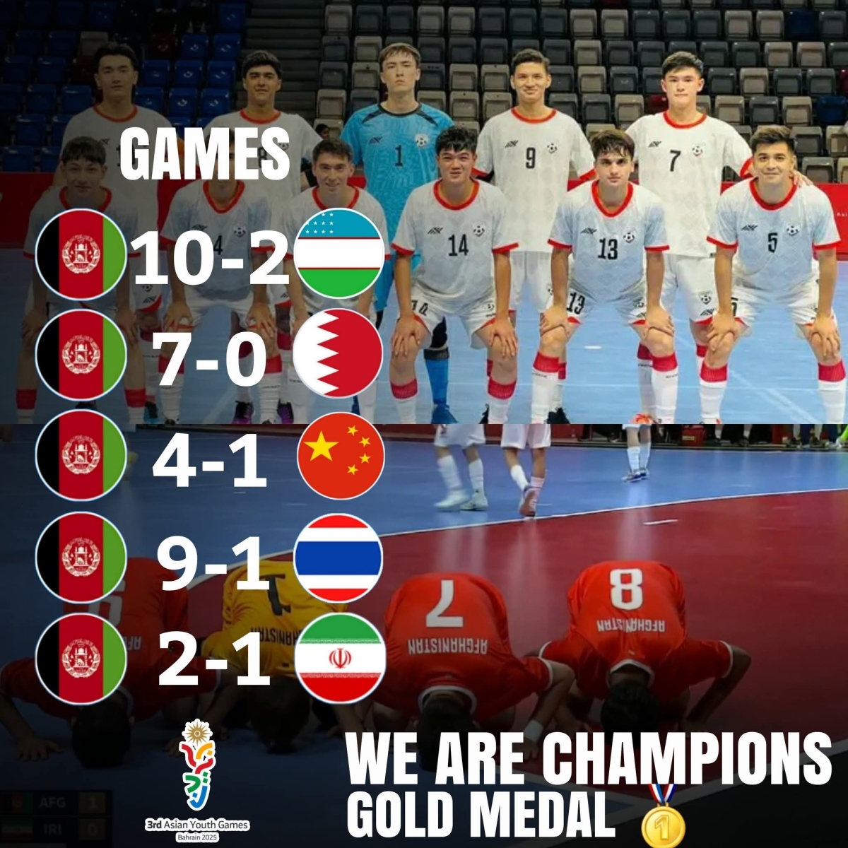 Congratulations to our proud Nation and to Afghanistan’s proud U-17 futsal team