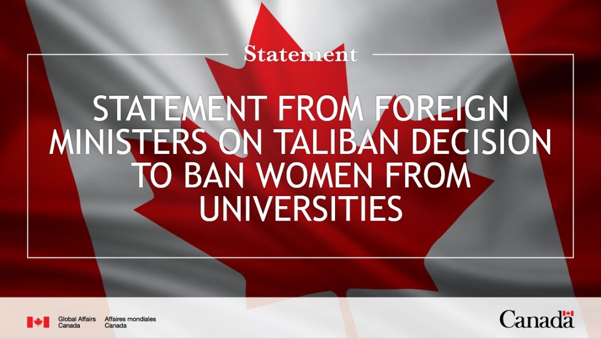 JOINT STATEMENT FROM FORIENG MINISTERS ON THE TALIBAN'S BAN ON AFGHAN WOMEN WORKING FOR NATIONAL AND INTERNATIONAL NGOs