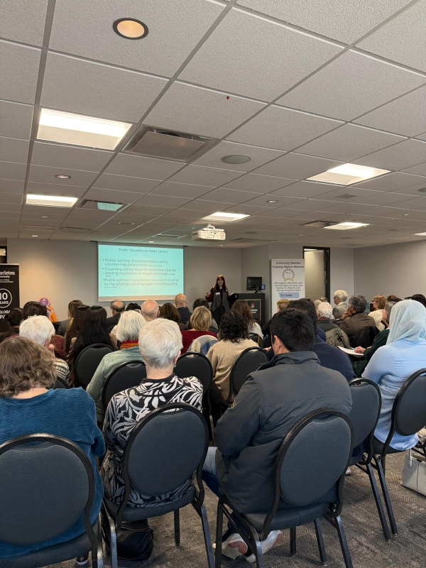 Ambassador Soroosh spoke at the event co-hosted by the University Women Helping Afghan Women (UWHAW), the Right to Learn Afghanistan, and the Carleton University Afghan Students&rsquo; Association