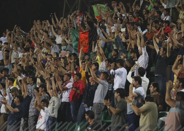 Afghanistan team on winning the Central Asian Football Association (CAFA) league championship